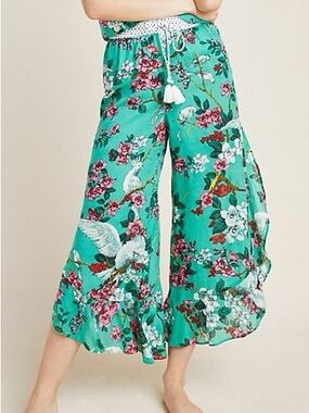 Anthropologie Layla Floral Bird Print Lounge Pajama Pants NWT Sz S